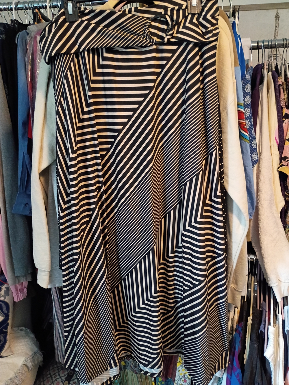 Robert Louis Black and White Geometric Print Top